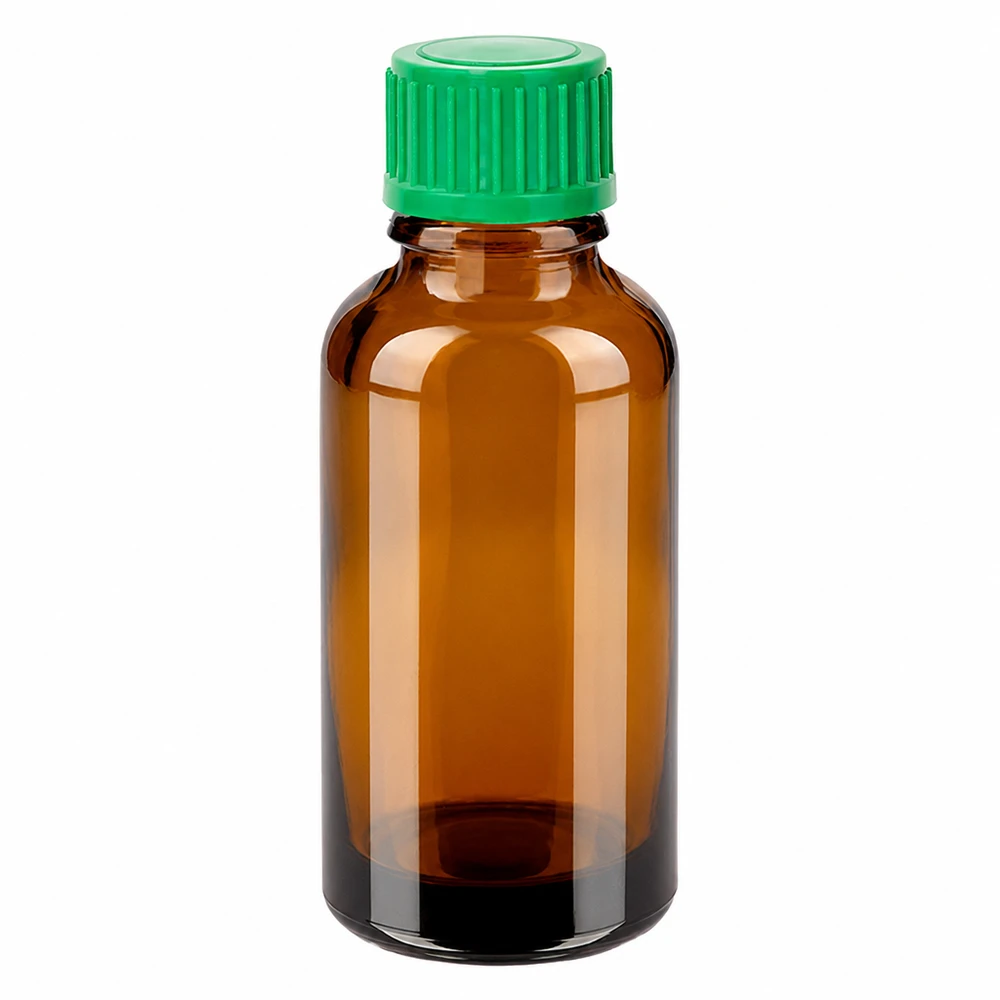 30ml Tropfflasche 0.8mm grün Standardverschluss BrownLine UT18/30 Apothekerflasche 30ml braun mit präzisem Tropfsystem und grünem Verschluss