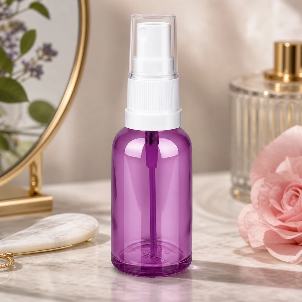 30ml Sprayflasche weiss/transparent Standard PurpleLine UT18/30 Hochwertige 30ml Sprayflasche transparent lila mit präzisem Sprühsystem für Beauty
