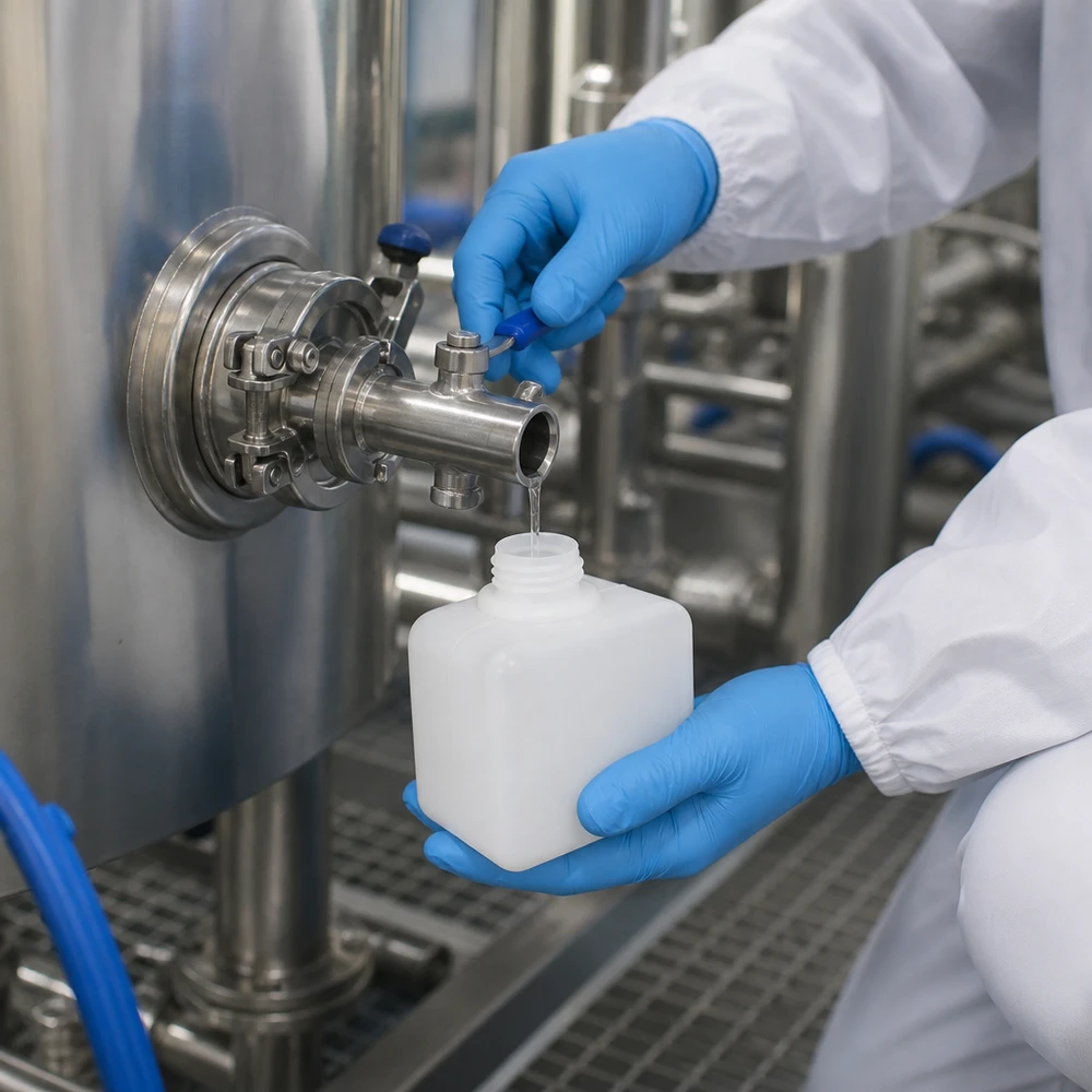 Flacon à produits chimiques 500 ml à col étroit, PEHD couleur naturelle, GL 32 Flacon en PE-HD résistant aux produits chimiques, 500 ml, col étroit GL32, destiné au prélèvement d'échantillons pharmaceutiques