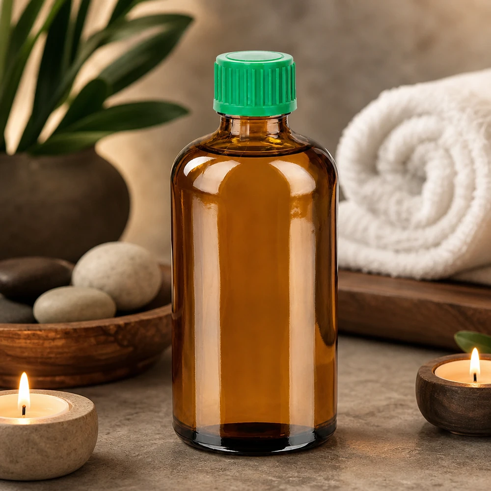 Versatile flacone in vetro ambrato da 100 ml con coperchio verde per gocce di tinture, oli ed estratti