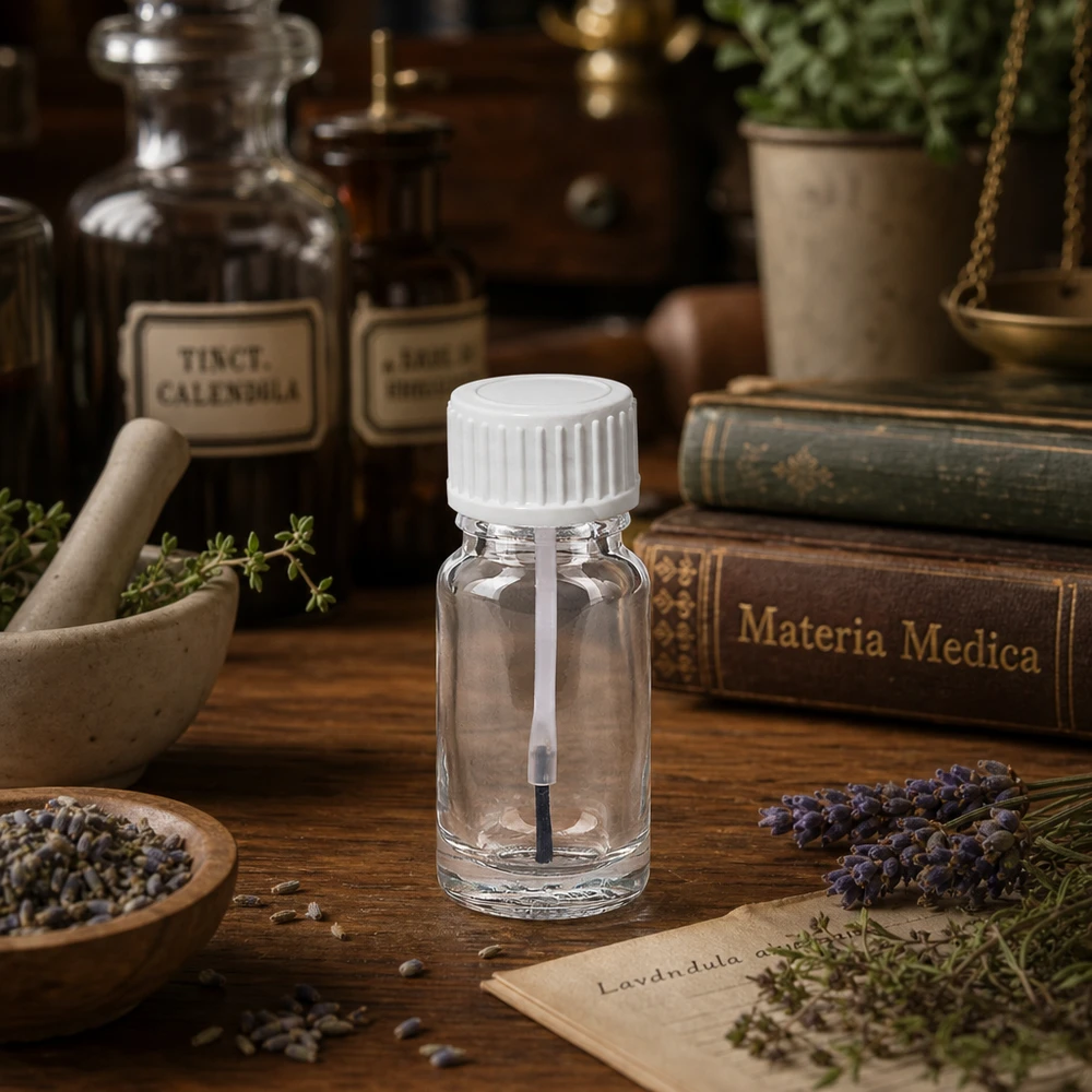 10ml Pinselflasche weiß Standardverschluss ClearLine UT18/10 10ml Glasflasche mit Pinselapplikator UT18 für professionelle Naturheilkunde und Aromatherapie Anwendungen