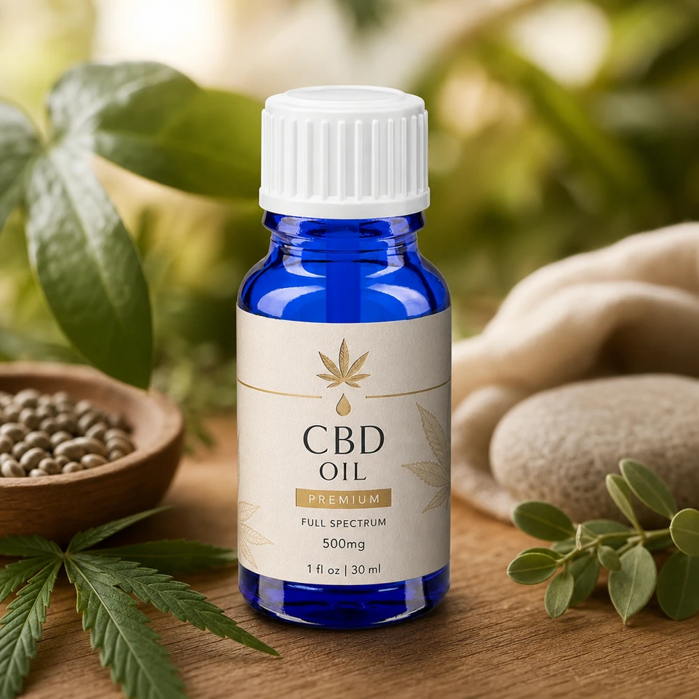 Flacon de pharmacie bleu 10ml bouchon vissable blanc pinceau Flacon de pharmacie bleu de 10 ml muni d'un embout pinceau blanc pour une application uniforme de l'huile de CBD