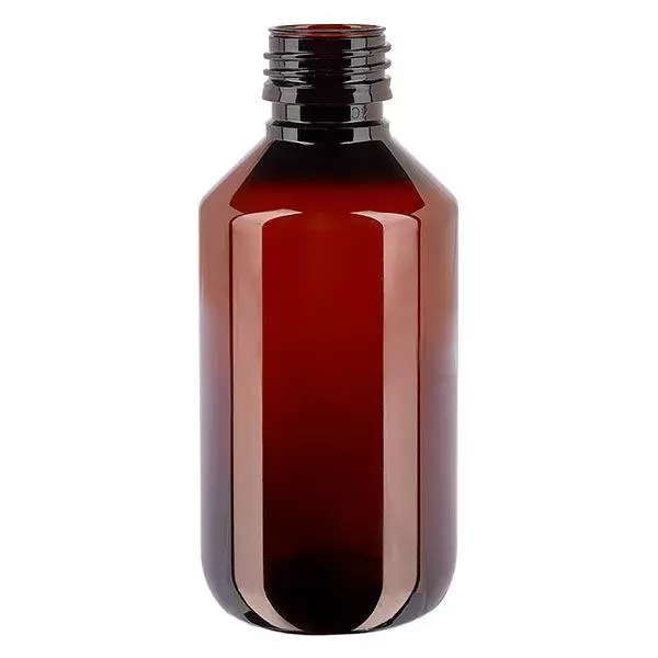 Flacon médical en PET 200 ml ambré, PP28 sans bouchon