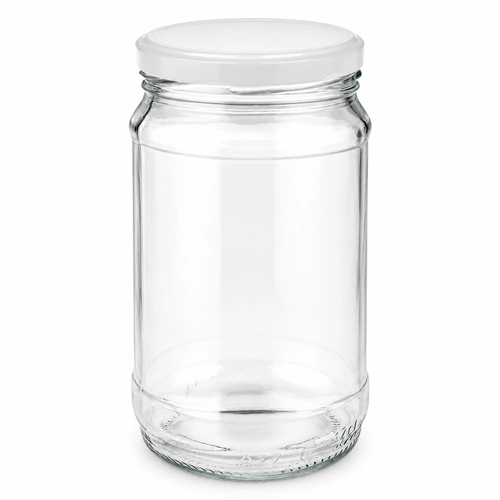 370ml Rundglas + BasicSeal weiß UNiTWIST Klares Einmachglas 370ml mit weißem Schraubdeckel BasicSeal für Lebensmittelaufbewahrung
