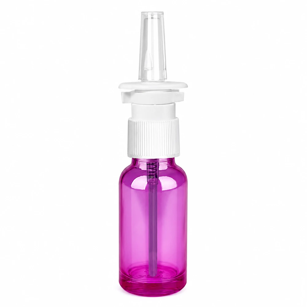 Vaporisateur nasal 20ml blanc/transparent standard PurpleLine. UT18/20 Vaporisateur de 20 ml au look pourpre avec tête de vaporisation standard pour les applications médicales