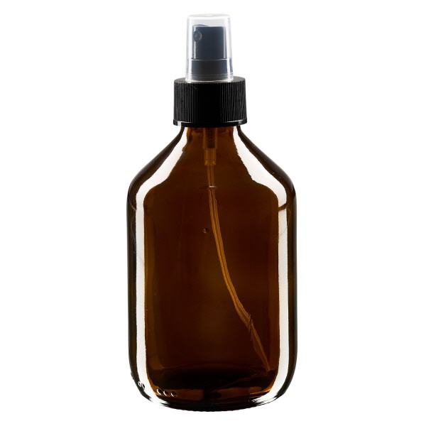 Flacone per medicinali da 300 ml marrone, con atomizzatore a pompa nero ApoGl Flacone per medicinali da 300 ml marrone, con atomizzatore a pompa nero ApoGl