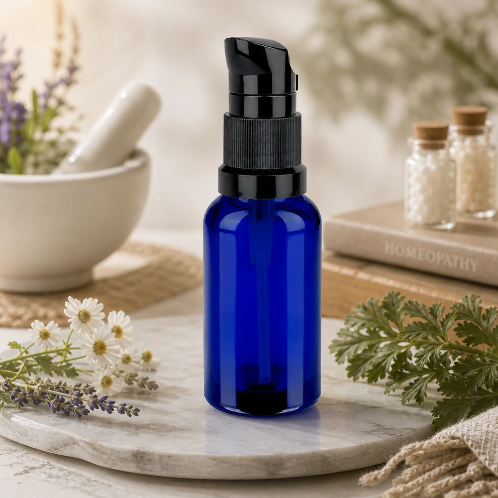 20ml Pumpflasche schwarz Standardverschluss BlueLine UT18/20 20ml Pumpflasche schwarz STD BlueLine UT18/20 - robustes Glas für langlebige Verwendung