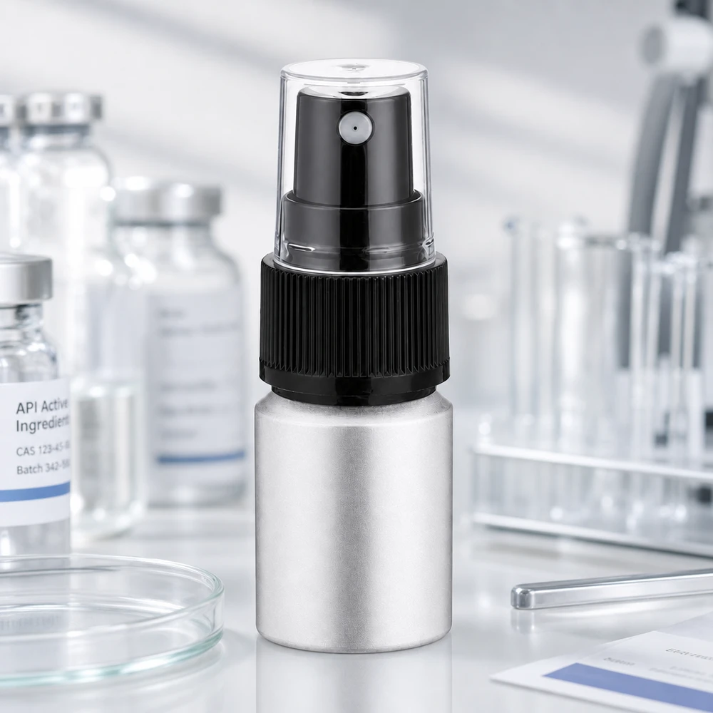 10ml gebeizte Aluflasche mit Zerstäuber Hygienische 10ml Aluminiumflasche mit Pumpzerstäuber für medizinische Anwendungen
