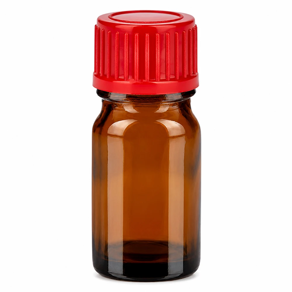 5ml Flasche 11mm Schraubverschluss rot Standard BrownLine UT18/5 Professionelle 5ml Laborflasche 11mm Gewinde braun mit rotem Standardverschluss
