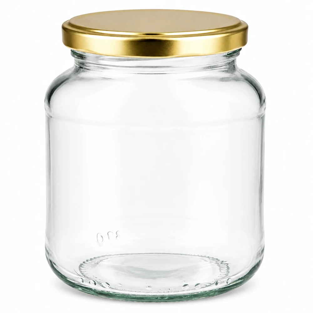 Barattolo ovale da 370 ml con coperchio BasicSeal dorato UNiTWIST - barattolo vuoto per marmellate e conserve