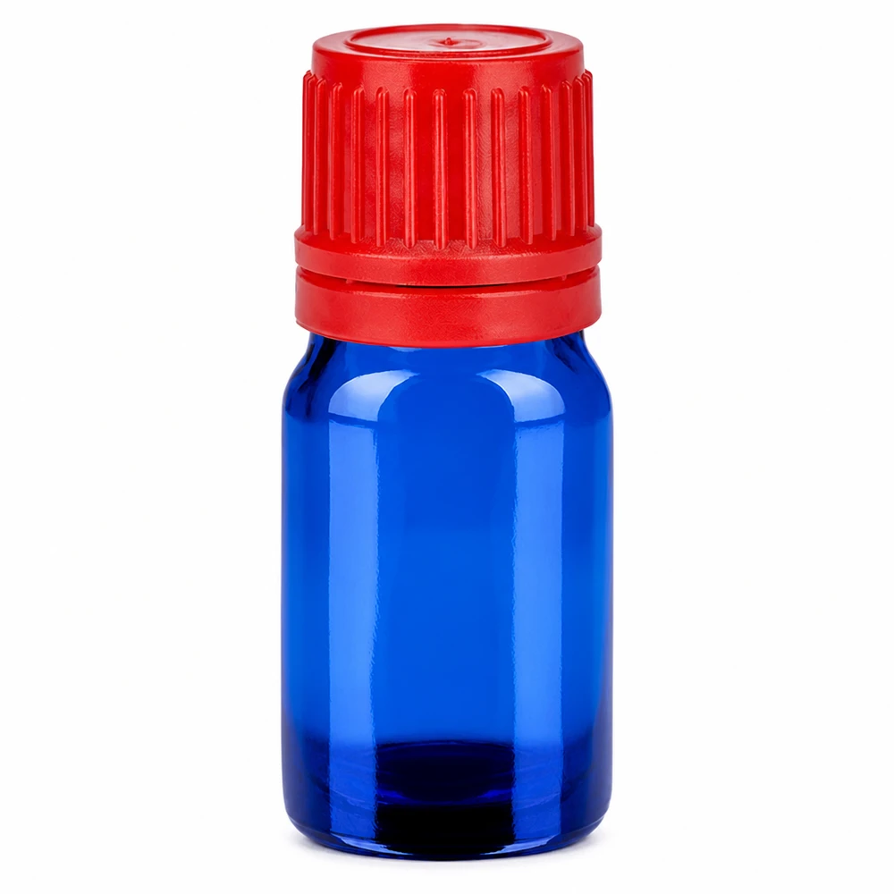 Flacon 5ml 11mm SV rouge OV BlueLine UT18/5 Flacon en verre de haute qualité 5ml bleu avec bouchon rouge de sécurité enfant 11mm SV