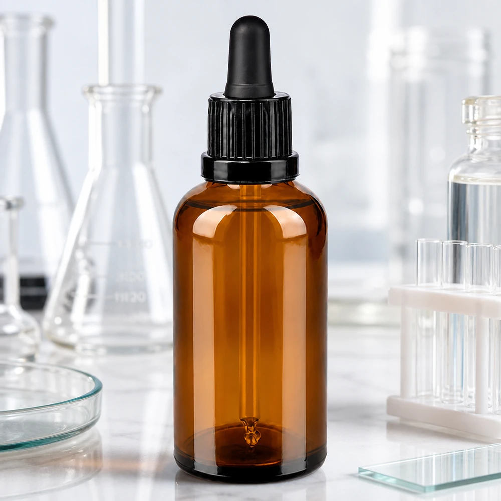 Flacon compact en verre brun de 50ml avec pipette OV BrownLine UT18/50 pour les applications de laboratoire