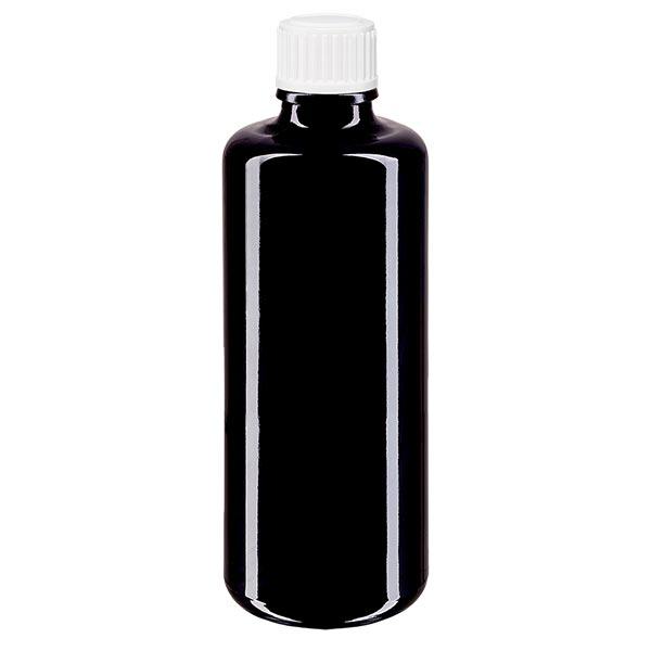 Apothekenflasche violett 100ml Tropfverschluss weiß 0.8mm Standard