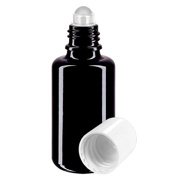 Apothekenflasche violett 30ml Roll-On Verschluss weiß