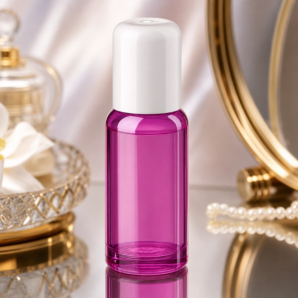 20ml Roll-On Flasche weiss Standard PurpleLine UT18/20 Handliche 20ml Glasflasche mit Roll-On Funktion in leuchtend lila für mobile Anwendung