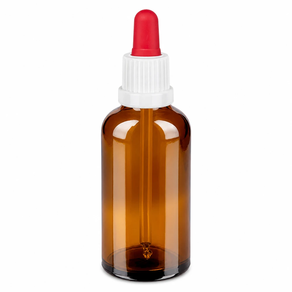 50ml Pipettenflasche weiß/rot Originalitätsverschluss BrownLine UT18/50 Kompakte 50ml Braunglasflasche mit Dropper-Verschluss für lichtempfindliche Substanzen