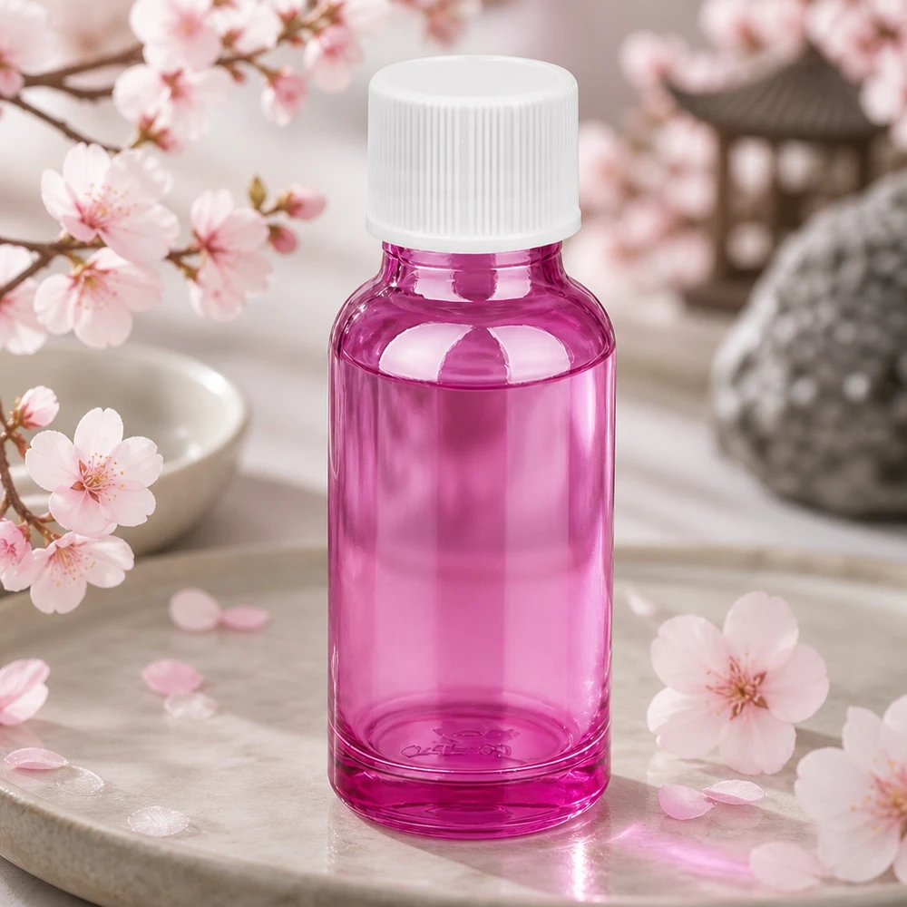 20ml Flasche 11mm Schraubverschluss weiss Standard PurpleLine UT18/20 20ml Glasflasche in elegantem Violett mit hygienischem weissem Deckel für Beauty-Produkte