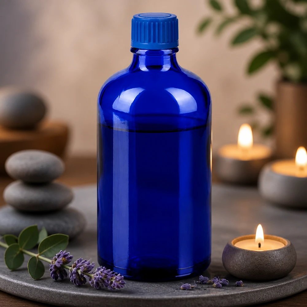 100ml Flasche 11mm Schraubverschluss blau Standard BlueLine UT18/100 Vielseitige blaue Vorratsflasche 100ml STD BlueLine für DIY-Kosmetik und Hausapotheke