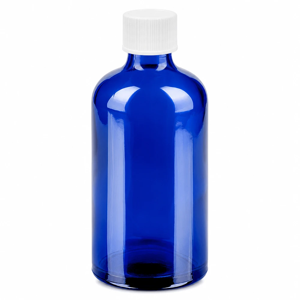 Flacon 100ml 11mm SV blanc STD BlueLine UT18/100 Petit flacon de 100 ml d'un bleu éclatant, parfait pour les portions de voyage et les échantillons
