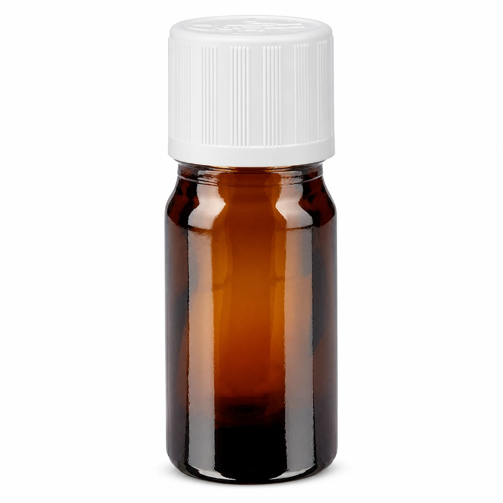 Apothekenflasche braun 5ml Schraubverschluss weiß Kindersicherung Standard Miniatur Apothekerflasche 5ml in Braunglas mit weißem kindersicherem 11mm Verschluss