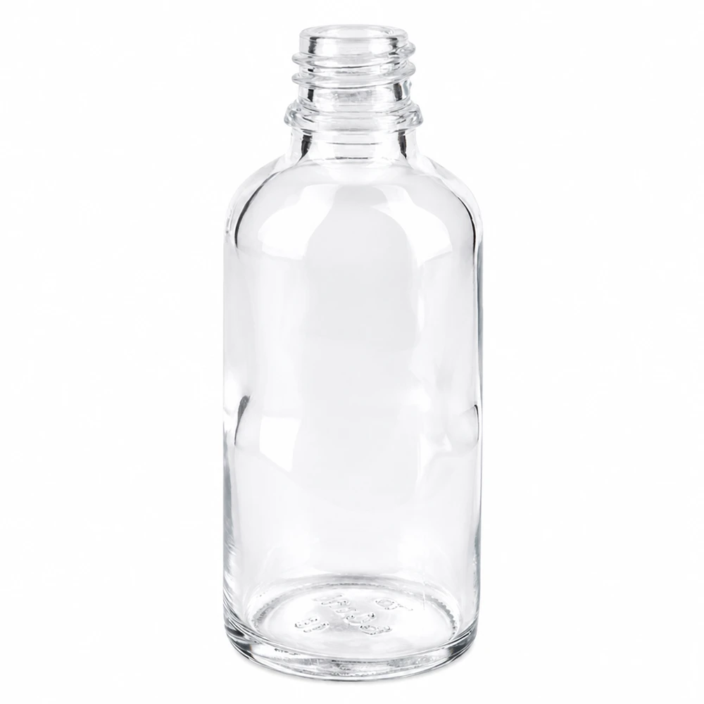 Klarglas Flasche 50ml DIN 18 Kompakte 50ml Apothekerflasche ApoGlas aus durchsichtigem Glas mit Schraubgewinde