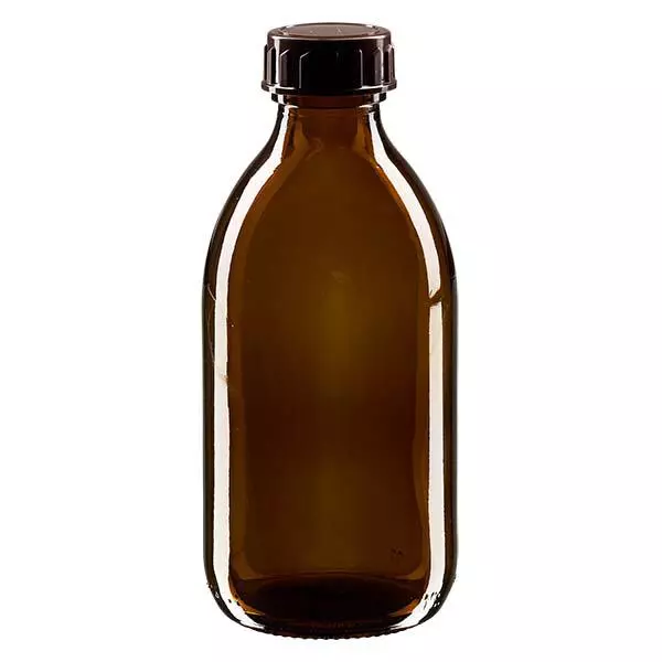 Flacone per medicinali da 250ml marrone, con tappo marrone ApoGlas