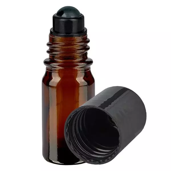 Flacon de déodorant en verre ambré 5 ml, déo à bille vide Flacon de déodorant en verre ambré 5 ml, déo à bille vide