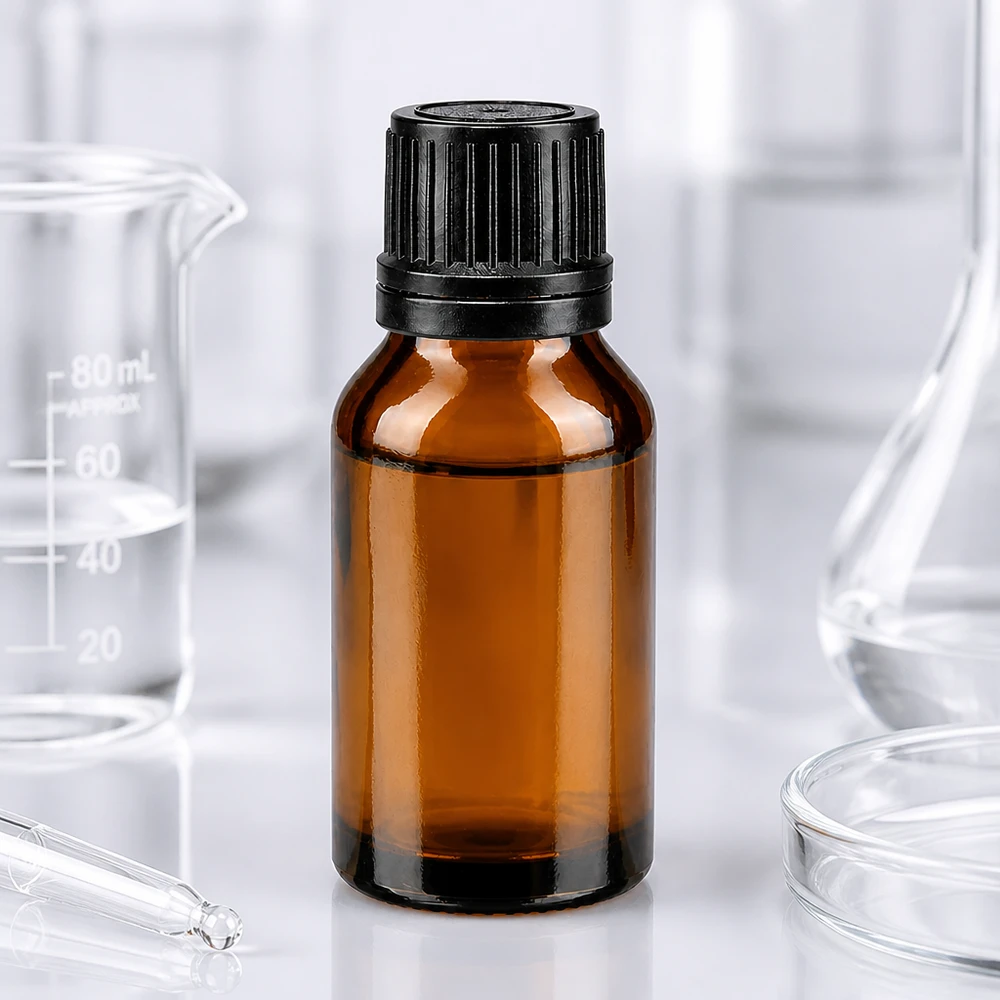 Apothekenflasche braun 15ml Tropfverschluss Giessring 1mm schwarz Originalitätsverschluss Kompakte Braunglasflasche 15ml mit schwarzem Tropfaufsatz 1mm für ätherische Öle und Tinkturen