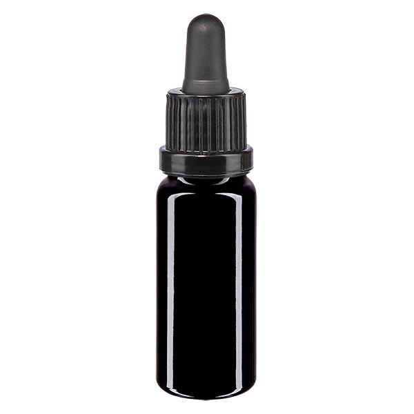 Apothekenflasche violett 10ml Pipette schwarz Originalitätsverschluss