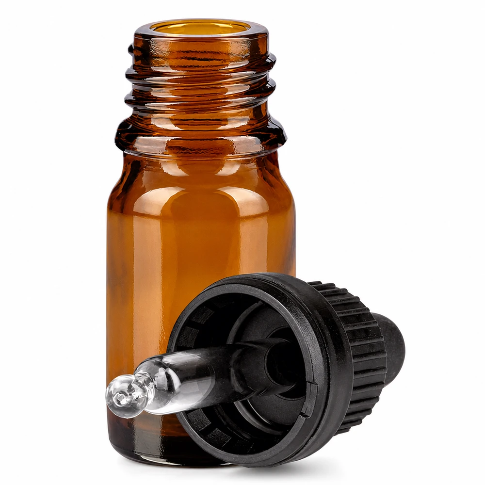 5ml Pipettenflasche schwarz Originalitätsverschluss BrownLine UT18/5 Professional 5ml Tropferflasche braun mit ergonomischem schwarzen Pipettenaufsatz