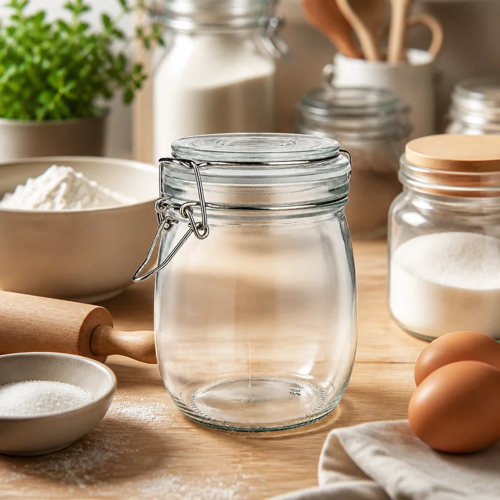 750ml Vorratsglas mit Silikonring und Bügelverschluss UNiTWIST Stabiles 750ml Vorratsglas mit Metallklammer und Gummiring für optimale Frischhaltung