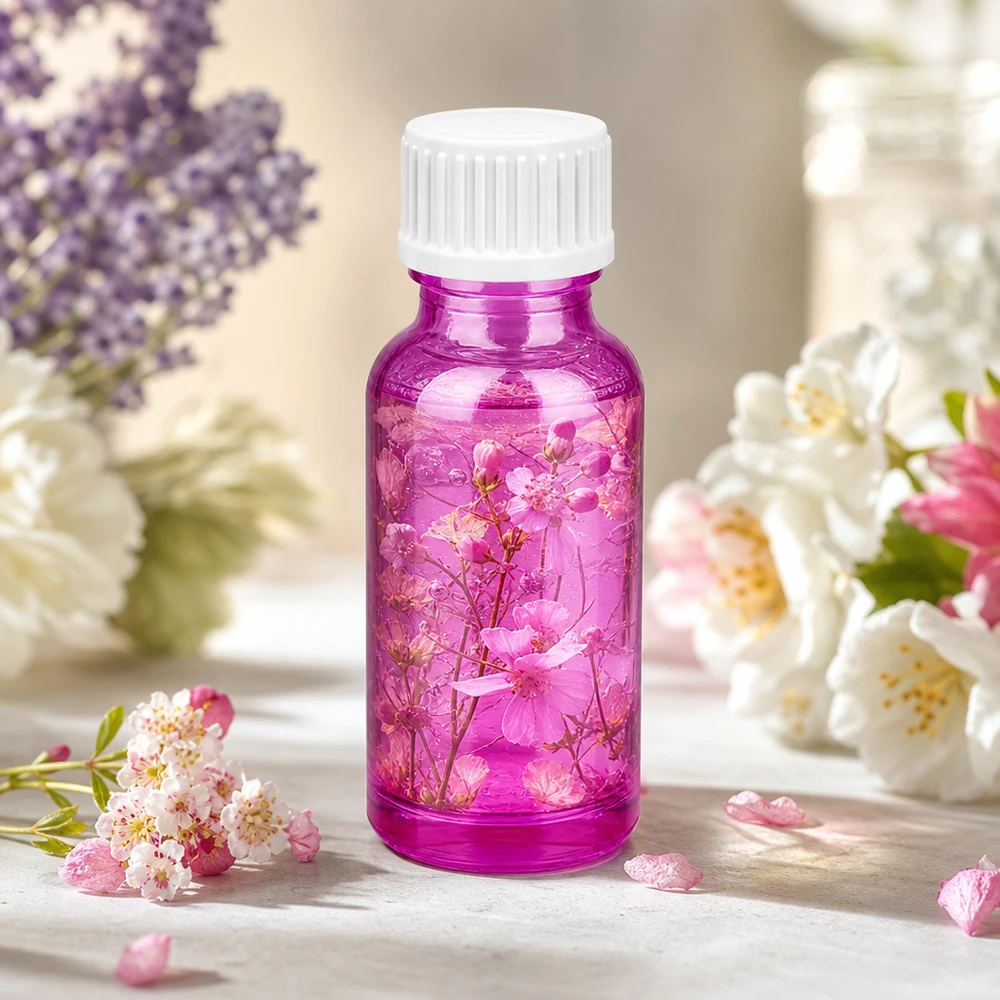 20ml (Globuli)Flasche 3mm Giessring weiß Standard PurpleLine.UT18/20 Dekorative 20ml Glasflasche in intensivem Violett mit hygienischem Schraubdeckel