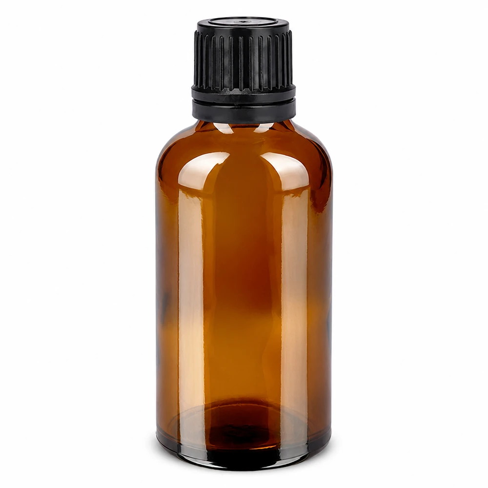 50ml Flasche 11mm Schraubverschluss schwarz Originalitätsverschluss BrownLine UT18/50 50ml Tropfflasche aus braunem Glas mit schwarzem Schraubdeckel für pharmazeutische Anwendungen