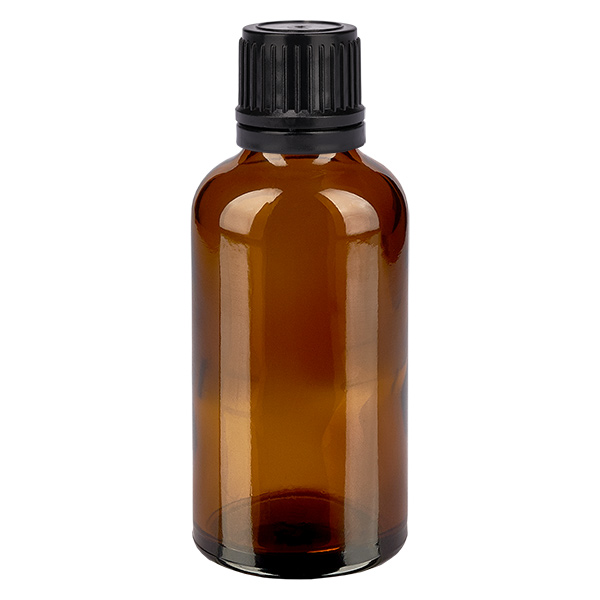 50ml Globuliflasche 8mm Giessring schwarz Originalitätsverschluss BrownL. UT18/50