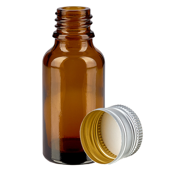 20ml Flasche 11mm Schraubverschluss Alu-Silber Standard BrownL. UT18/20