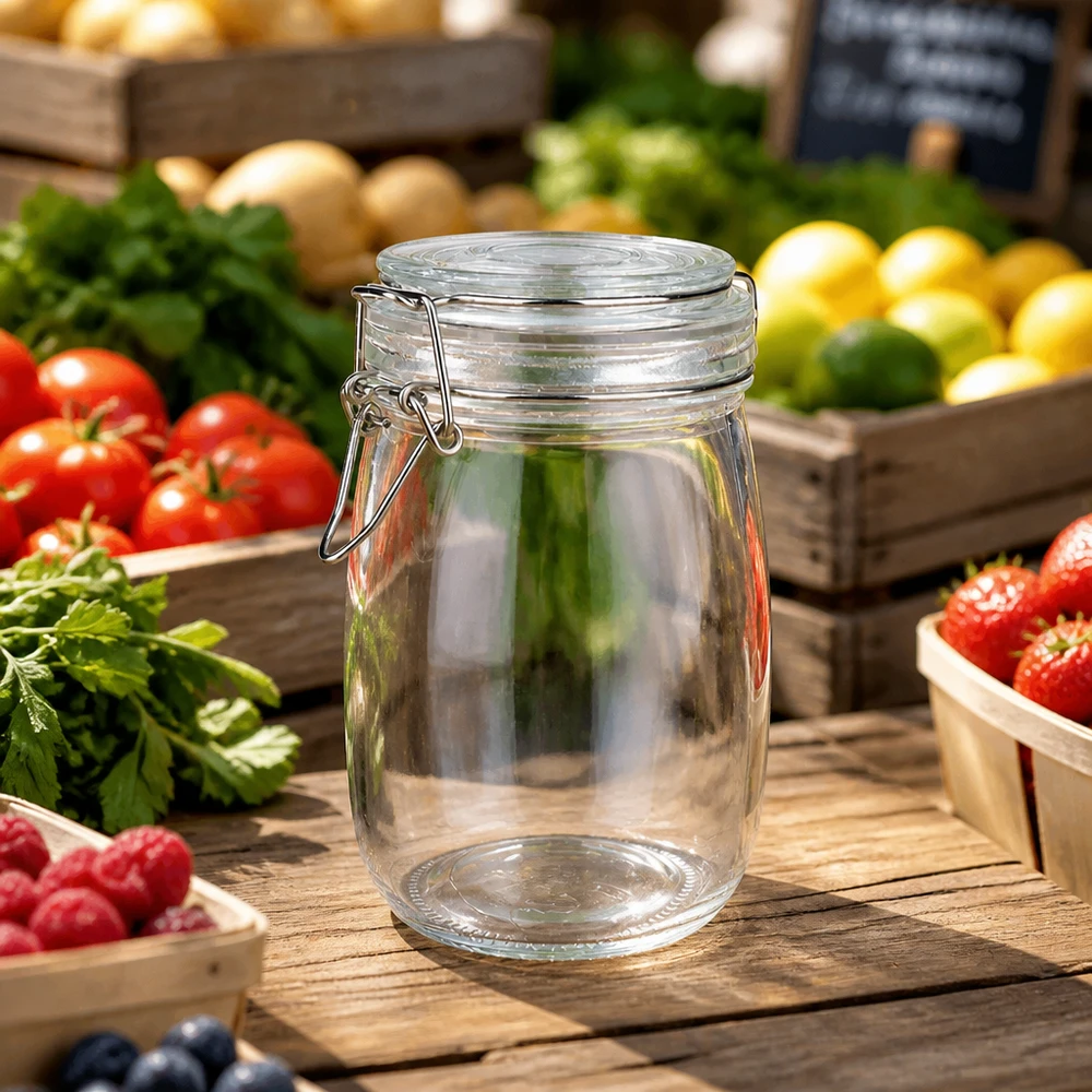 1000ml Vorratsglas mit Silikonring und Bügelverschluss UNiTWIST Vaso grande da 1000 ml per conserve e marmellate, con coperchio a battente