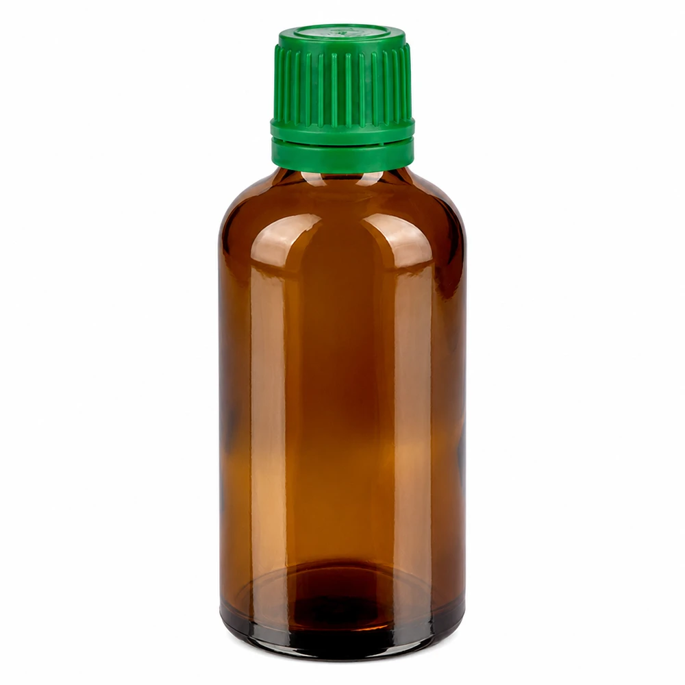 50ml Flasche 11mm Schraubverschluss grün Originalitätsverschluss BrownLine UT18/50 Hochwertige 50ml Glasflasche in Braun mit sicherem grünen Verschlusssystem
