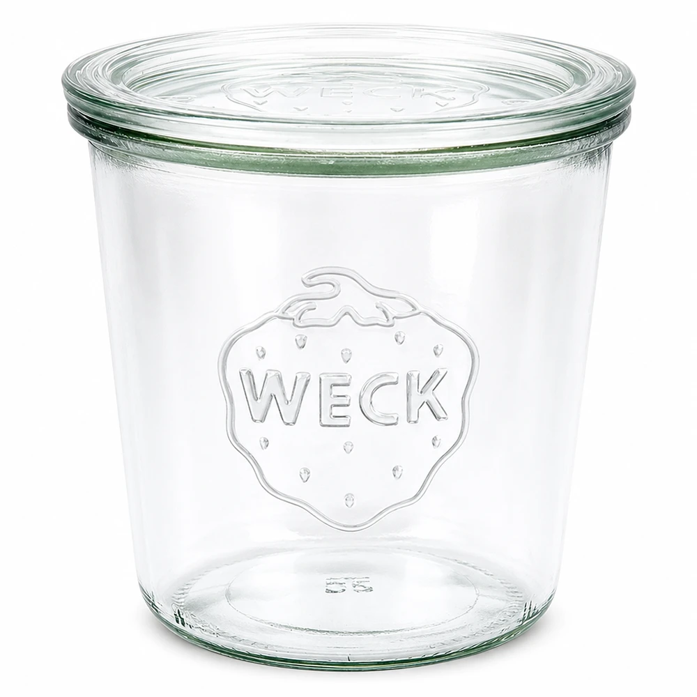 Bocal en verre de 580 ml avec couvercle en verre WECK RR100 WECK Sturzglas 580ml mit Glasdeckel RR100 Einmachglas transparent für Konservierung und Vorratshaltung