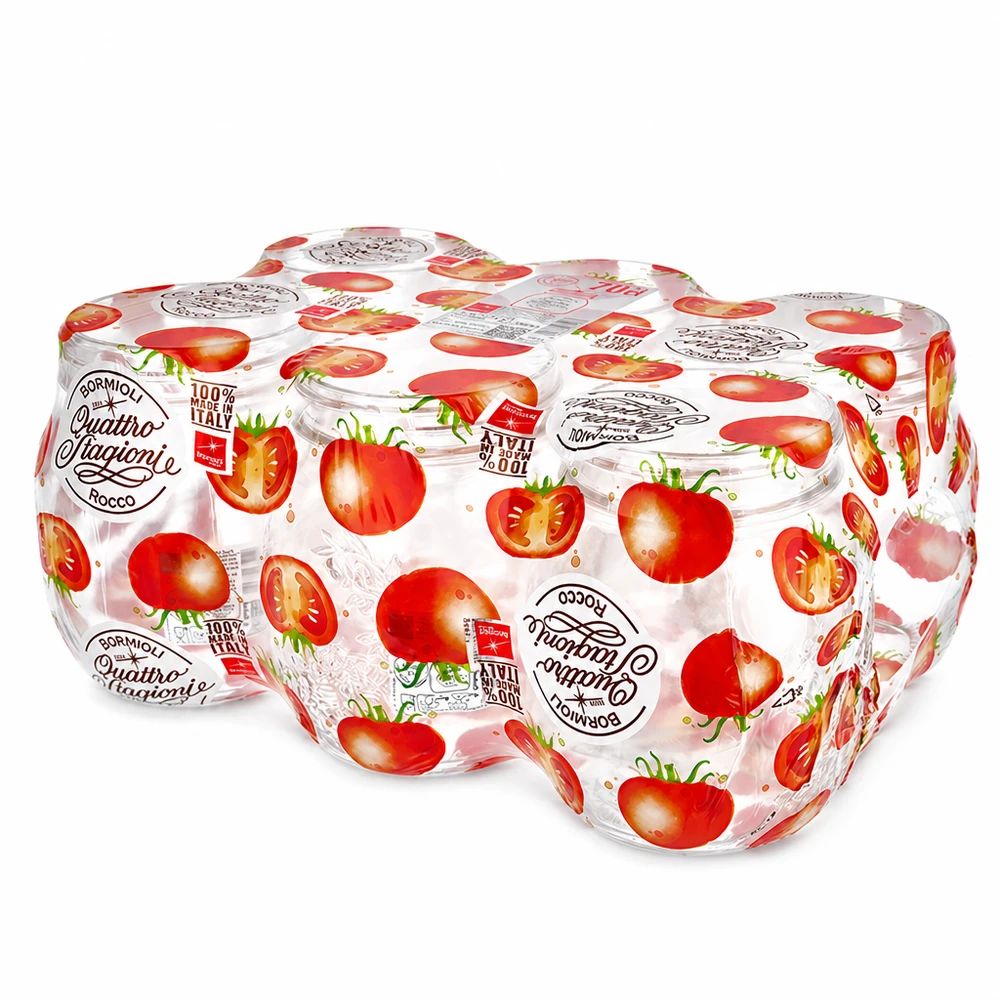 Bicchiere da 700 ml per uso domestico "Quattro Stagioni Quattro Stagioni barattoli per conserve 700ml con motivo pomodoro Barattoli per uso domestico italiano in confezione da 6 pezzi