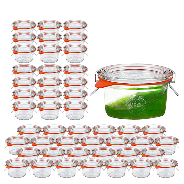 Set di 48 tumbler Weck da 50 ml con 48 coperchi di vetro, 48 Set di 48 tumbler Weck da 50 ml con 48 coperchi di vetro, 48