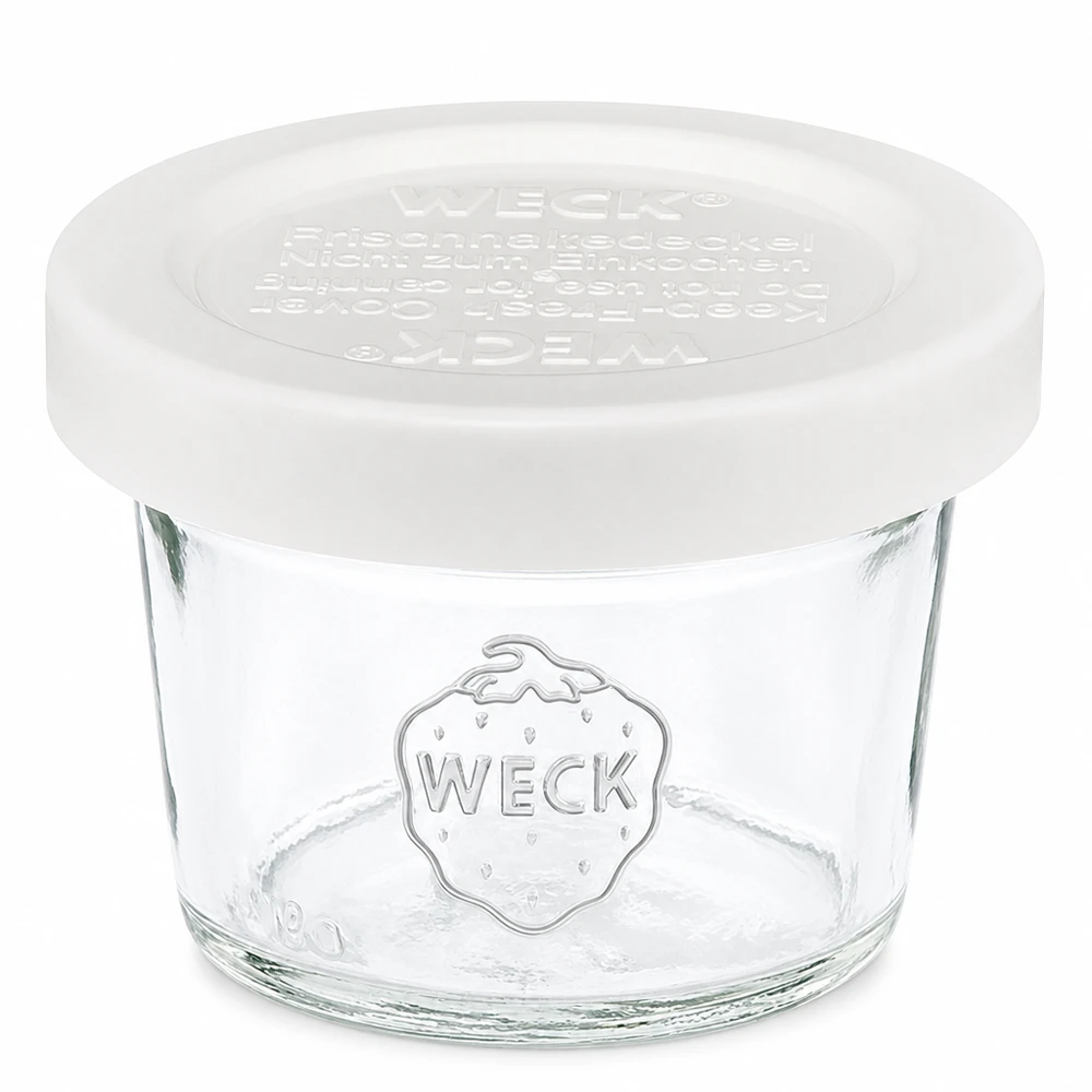 Bicchieri da 35 ml con coperchio salvafreschezza WECK RR40 Vasetto WECK RR40 da 35 ml con coperchio bianco, piccolo vasetto di vetro per marmellate e creme spalmabili