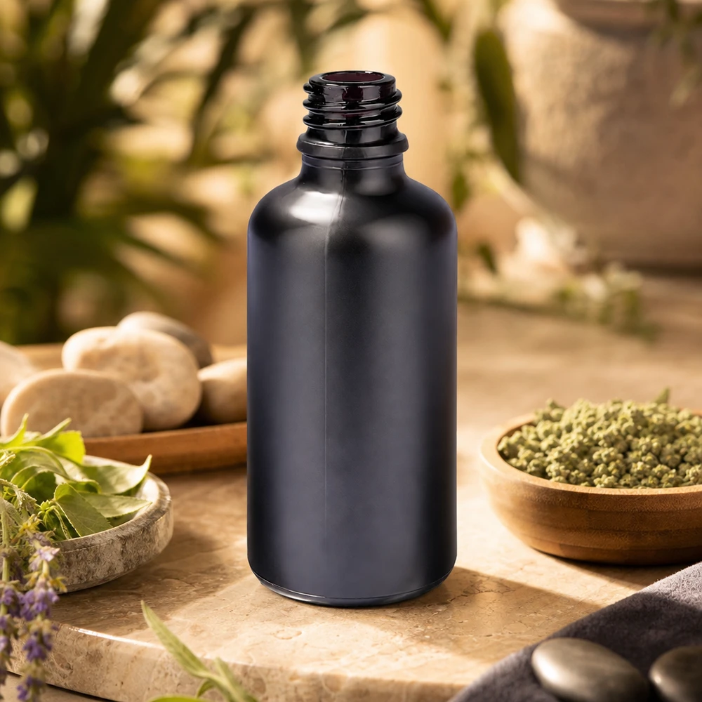 Bottiglia da farmacia da 50 ml BlackLine UT18/50 UNiTWIST Flacone da farmacia da 50 ml BlackLine UT18/50 UNiTWIST con protezione UV per oli essenziali sensibili alla luce