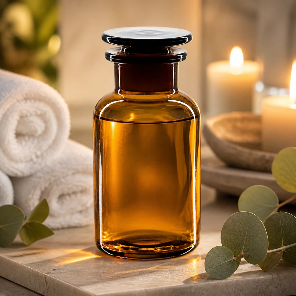 Rundschulterfl. 250ml braun Weithals Glasstopfen Dekorative Apothekerflasche 250ml braun mit Glasstopfen ideal für Massageöle und Seren