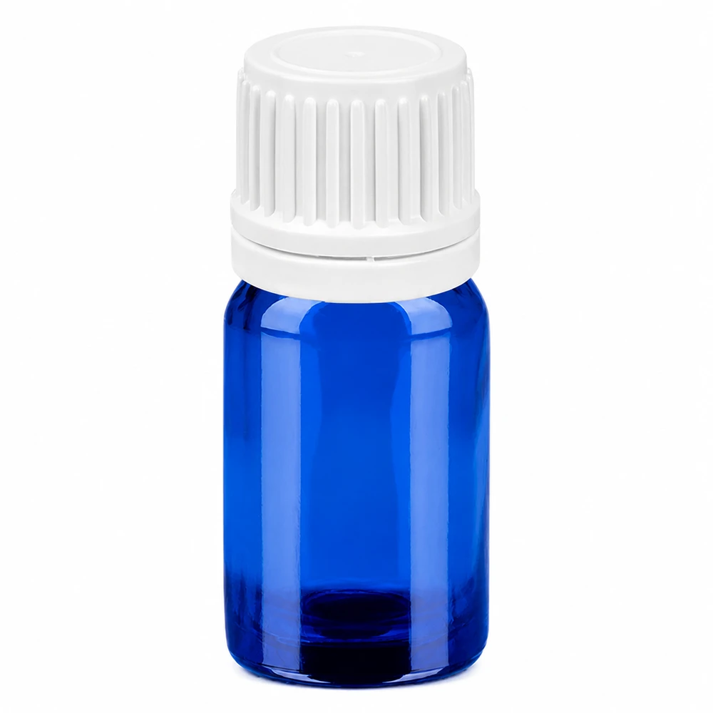 Flacon 5ml 11mm SV blanc OV BlueLine UT18/5 Flacon d'échantillon de 5ml en verre bleu avec bouchon à vis blanc pour petites quantités