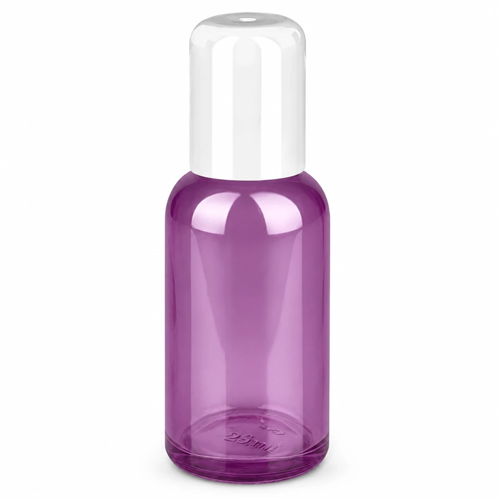 Flacon roll-on 30ml blanc standard PurpleLine UT18/30 Flacon roll-on compact de 30 ml au design pourpre avec bouchon applicateur blanc