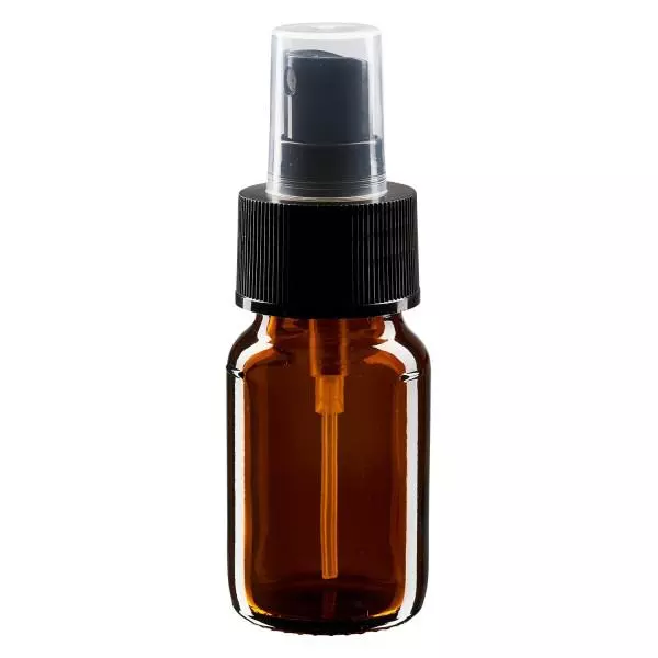 Flacon médical norme européenne de 30 ml avec spray noir GCMI 28/410 et couvercle transparent, standard