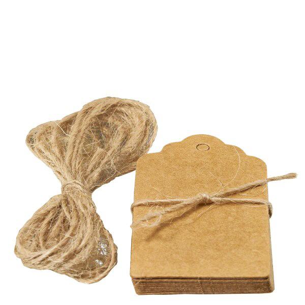 Ciondolo 30x50 mm con cordino (confezione da 10 pezzi) Cartellini in carta marrone 30x50 mm con cordoncino in fibra naturale confezione da 10 pezzi per confezioni regalo e artigianato