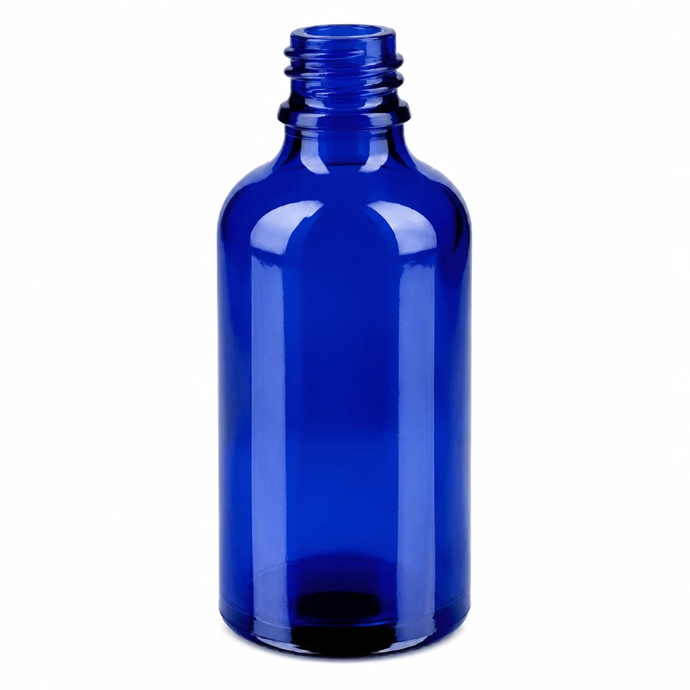 50ml Sprayflasche weiß/transparent Standardverschluss BlueLine UT18/50 Hochglänzende blaue 50ml Sprayflasche aus Glas mit breitem Anwendungsspektrum