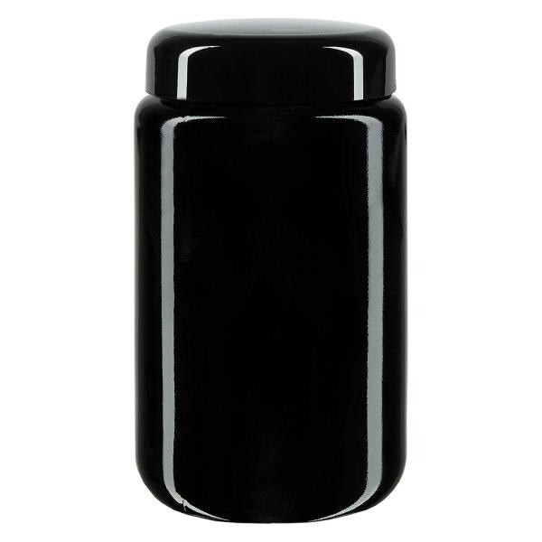 Barattolo a collo largo+ vetro viola 400ml, con coperchio nero Barattolo a collo largo+ vetro viola 400ml, con coperchio nero