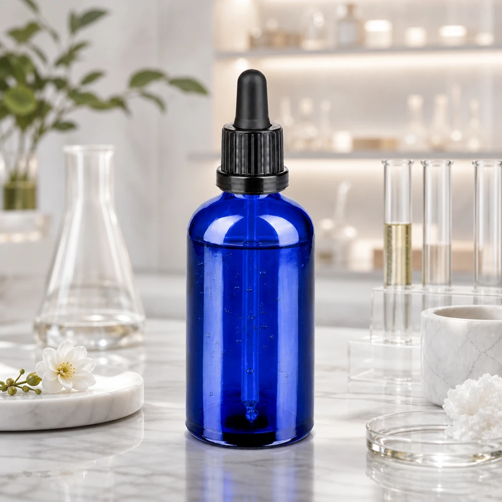 Flacone per pipette da 100 ml nero OV BlueLine UT18/100 Flacone dosatore compatto da 100 ml in un elegante colore blu, per un risparmio di spazio.